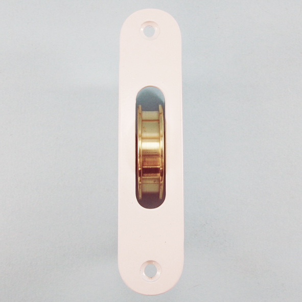 THD252/PB/WH • White • Radiused • Sash Pulley With Steel Body and 44mm [1¾] Brass Pulley